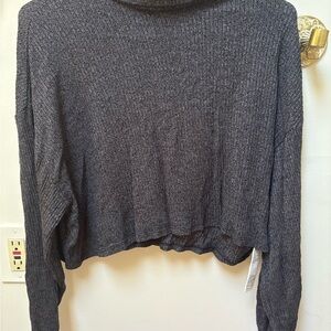 Hollister Cropped Turtleneck Sweater Small Ribbed Balloon Sleeve Size XS
